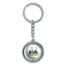 Fainting Goat Myotonic Spinning Round Metal Key Chain Keychain Ring