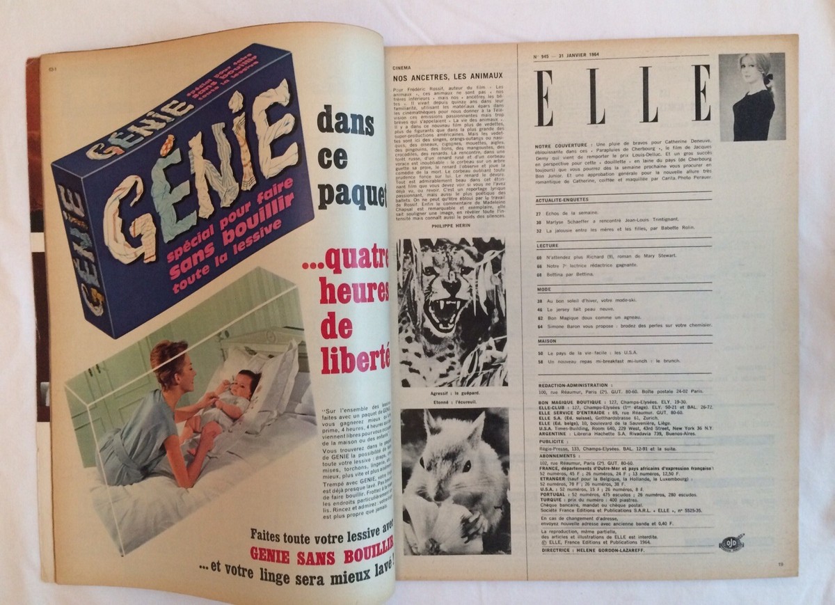 Publicité ancienne ode Catherine Deneuve 1964 issue de agazine