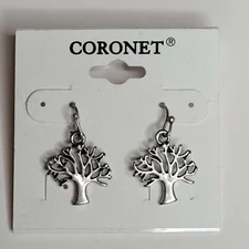Coronet Tree Of Life Silver-Tone Hook Pierced Earrings
