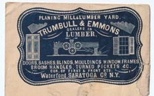 SUPER RARE Advertising CAMEO Cover - Trumbull & Emmons Planer 1850s Waterford NY
