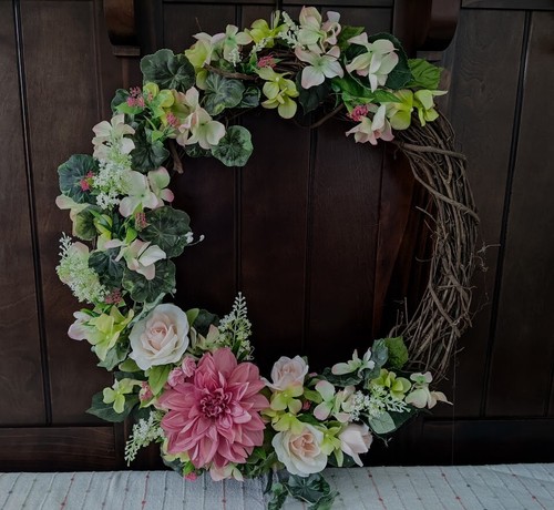 NEW CUSTOM DESIGNED SPRING SILK FLORAL WREATH 24"