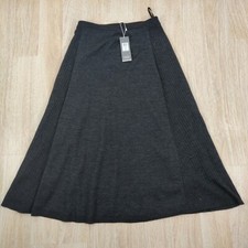 NWT Eileen Fisher Size XS/S Merino Wool Silk Pull On Midi A-Line Skirt Gray