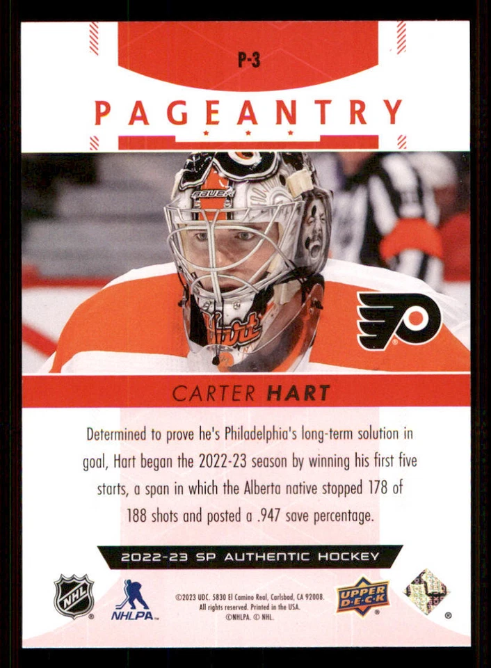 2022-23 SP Authentic Pageantry Red #P3 Carter Hart - Image 2 of 2
