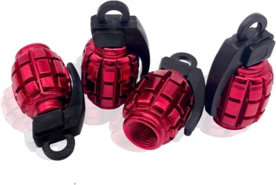 4x Red Aluminum Creative Styling Tire Valve Stem Caps Covers Fits Universal