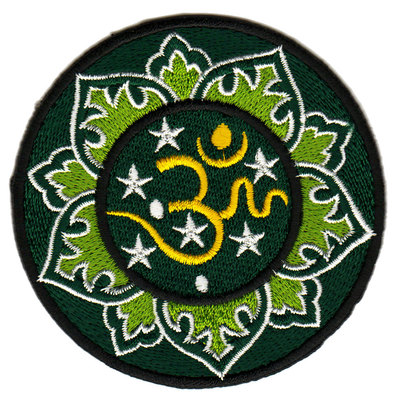 ab29 Indien Yoga Zeichen Goa Om Aum Buddha Aufnäher Bügelbild Patch 7,8 x 7,8 cm