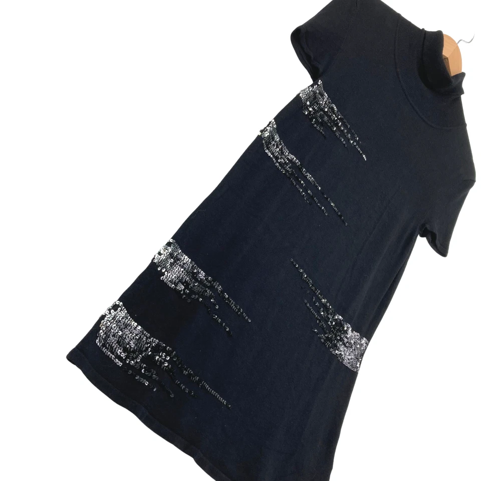 Vestido Suéter Buffalo by David Bitton Mujer Negro Rayón Manga Gorra Línea A Talla L Foto 4 de 4