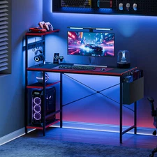 44inch Gaming Desk Corner Table Computer Desk with RGB Light & Power Outlets