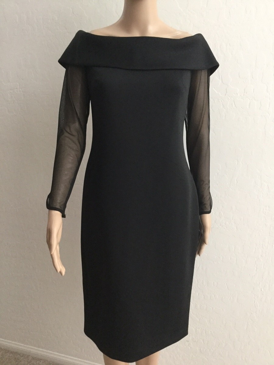 New Calvin Klein Black Off-The-Shoulder Mesh Long Sleeve Sheath Dress Size 6 | eBay New Calvin Klein Black Off-The-Shoulder Mesh Long Sleeve Sheath Dress Size 6 | eBay
