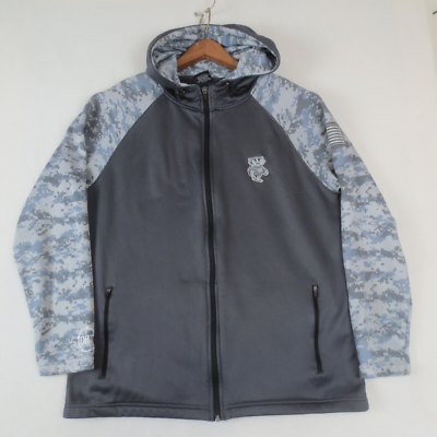 #ad Wisconsin Badgers Colosseum Hoodie Mens L Charcoal Camo Full Zip Sweatshirt $14.68