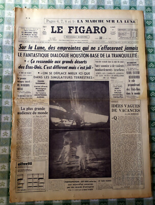 APOLLO 11 LE FIGARO FRANZÖSISCHE ZEITUNG 22. JULI 1969 EROBERUNG DES MONDES NASA