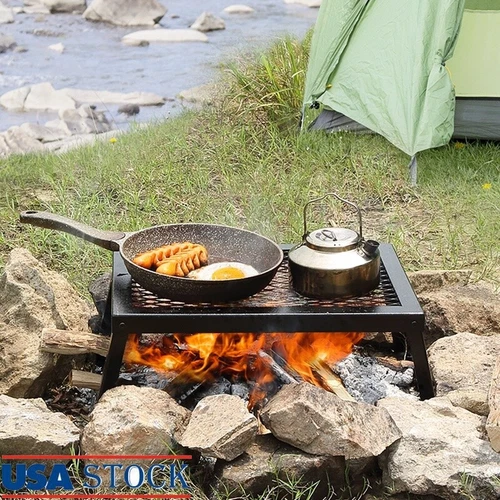Portable Campfire Grill Grate Outdoor Cooking Heavy Duty Camping Grill Tool New