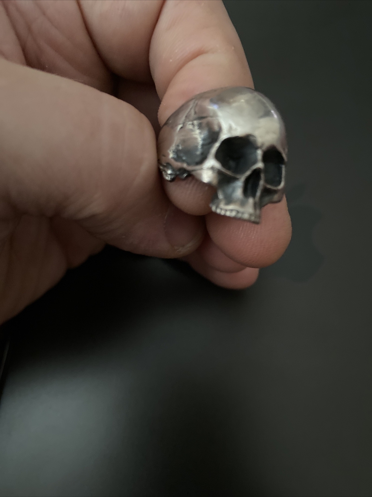 solid heavy sterling silver Skull Ring,anatomical… - image 5