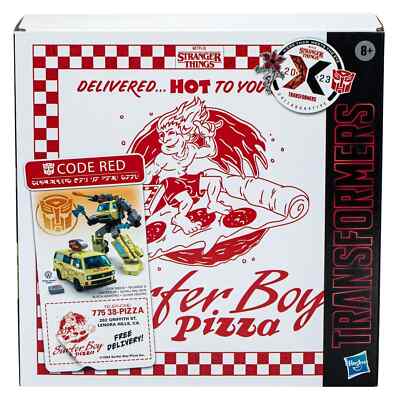 Transformers Stranger Things Collaborative Code Red Surfer Boy Pizza Box Figure