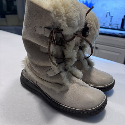 Born Cream Color Nome Women's Leather Shearling Winter Boots Size US 9 EU 40.5 - Picture 3 of 20