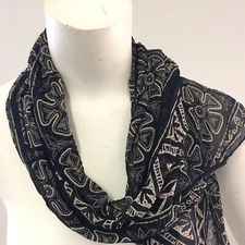 PIER ONE Scarf Black Beige Rectangle Accent Non-objective Design 14X60 #10