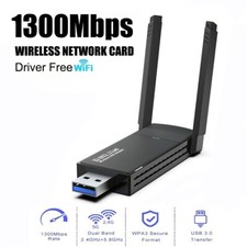 Wireless USB WiFi Adapter for PC, 1300Mbps USB 3.0 WiFi Dongle Network Adapter