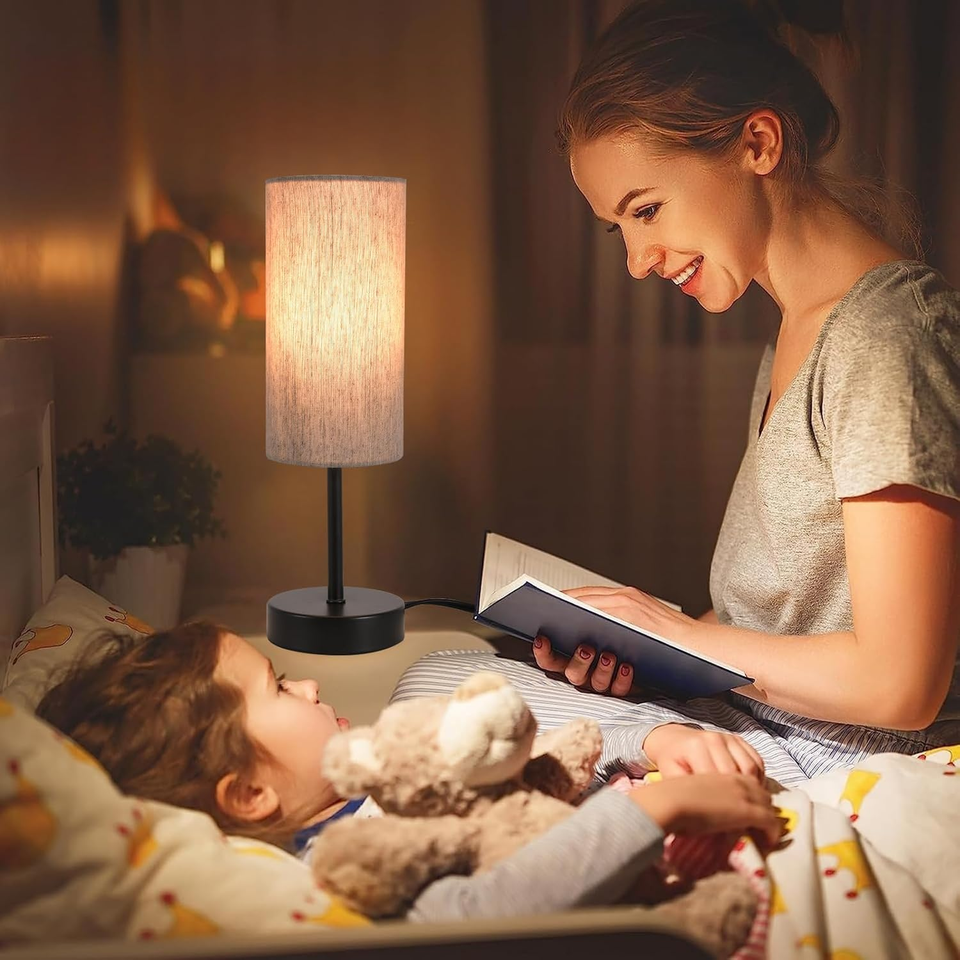 Small Table Lamp for Bedroom, Bedside Lamps for Nightstand with Wire
