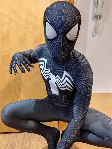 Black Venom Spiderman Jumpsuit Cosplay Costume Stage Show Men Bodysuit Halloween - Picture 1 of 4