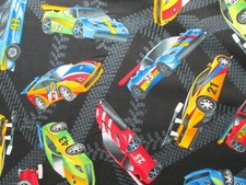 RACE CARS RACING CAR NASCAR TRACKS GRAND PRIX BLK COTTON FABRIC FQ 