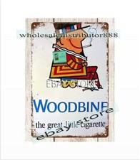 1950 WOODBINE smoker man cave tobacco cigarette metal tin sign work wall art