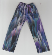Homemade Doll Clothes-Purples and Blue Print Elastic Waist Pants fit Ken Doll P8
