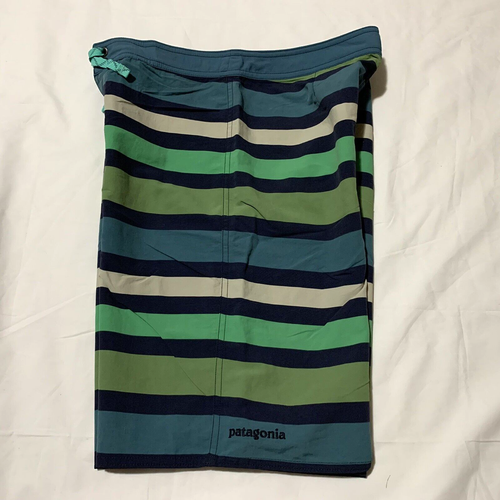 Patagonia Boy's 16 Wavefarer Striped Multicolor Board Shorts Inseam 10” NEW - Picture 3 of 9