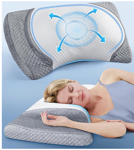 Oreiller Cou Cervical Ultra Confort pour Soulagement de la Douleur, Réglable pour Dormeurs Latéraux