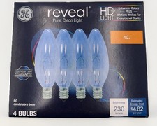 GE Reveal 40W B10 Candelabra Light Bulbs Clear