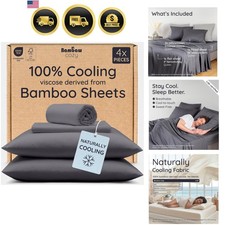 100 Viscose Derived from Bamboo Sheets Queen Size Set 4pcs Cooling Sheet S...