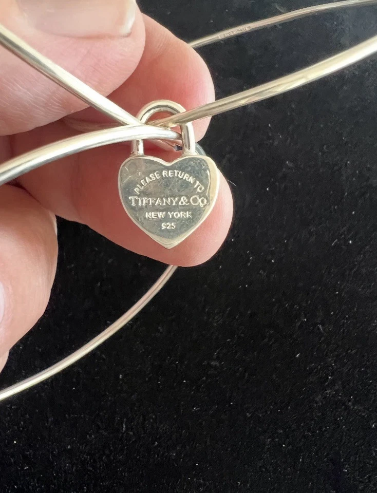 TIFFANY AND COMPANY PLATA ESTERLINA TRES BRAZALETES PULSERAS CON CANDADO CORAZÓN Foto 3 de 4
