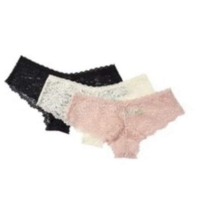 NWT Honeydew Intimates 3-pack Lace Hipster Panties Sz MEDIUM Cream/Cafe/Black