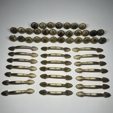 Vintage Amerock 1333 Brass Cabinet Drawer Pulls 21  Matching Knobs 31 