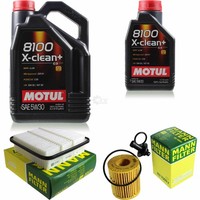 Inspektionspaket 6L Motul 8100 X-Clean+ 5W-30 FüR Toyota RAV 4 III 2.2 D 4WD