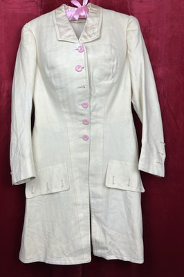 LA LABEL 1910 Edwardian Curve Bust Colonial Sty  Riding Walking Coat Jacket Wool