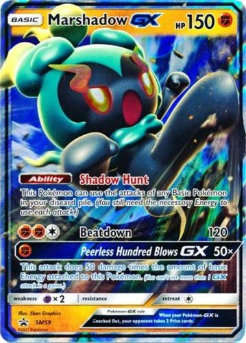 1x Marshadow GX - SM59 - SM Black Star Promos Heavily Played Pokemon SM Black St