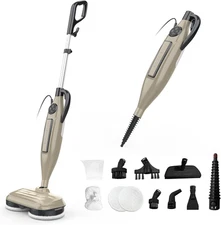 VM6 Scrubbing Steam Mop with Rotating Mop Pads, 10 in 1 Steam Mop, Lightweight S