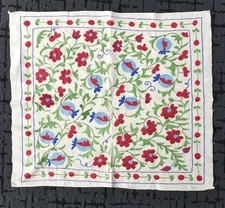 TABLE TOP - WALL HANGING - UZBEK SUZANI  36" x  39" - SILK EMBROIDERY ON COTTON