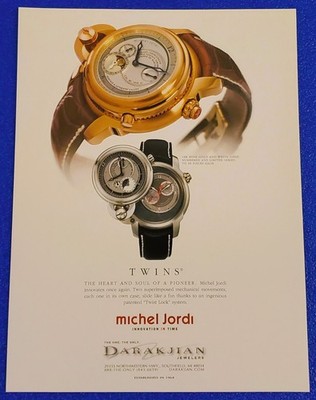 Michel Jordi Twins Heritage Watch Vintage 2005 Magazine Print Ad Swiss Wall Art
