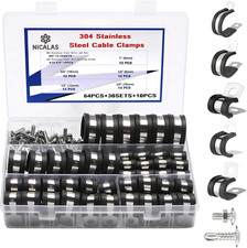 134 PCS Cable Clamps Kit, Stainless Steel Rubber P Clamp Assortment