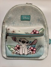 Disney Loungefly Lilo Stitch Hibiscus Floral Mini Backpack Blue Tropical Bag