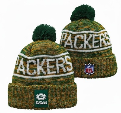 Green Bay Packers Knit Beanie Green Gold Cuffed Winter Hat Warm Stretch Fit Cap