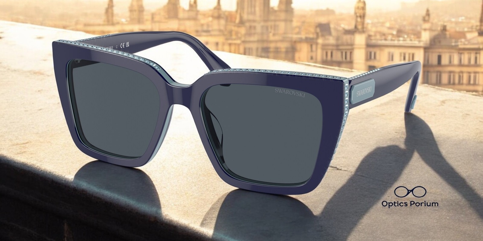 Swarovski SK6013 101887 Blue Dark Grey Women's Sunglasses 54mm