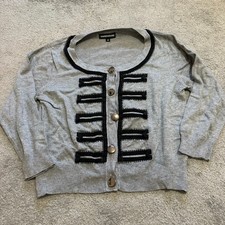 Warehouse grau & schwarz Knopfleiste Strickjacke 3/4 Ärmel | Größe 12