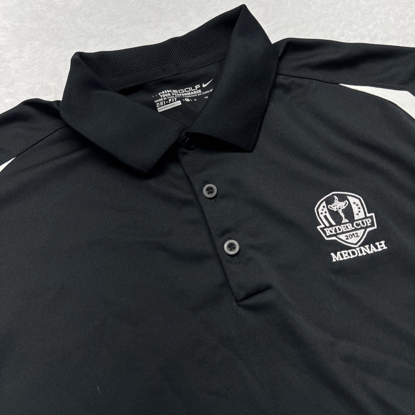 Ryder Cup 2012 Medinah Nike Golf  Dri-Fit Short Sleeve Polo Shirt Men XL Black