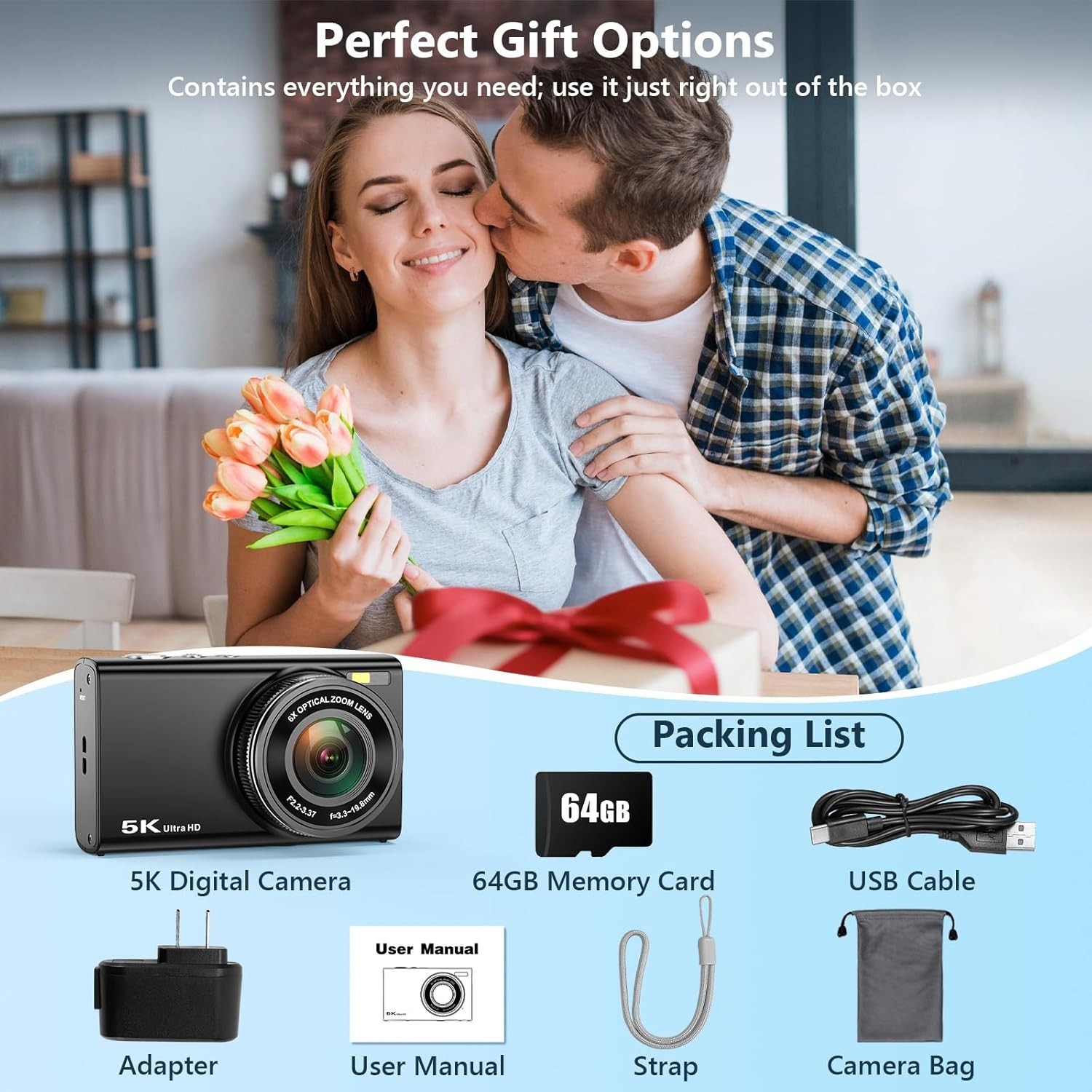 Revitalize Your Routine 5K 96MP Digital Camera for Photography with 6X Optical Zoom,2026 Upgraded Autofo