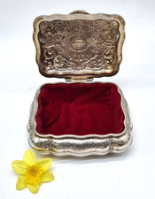 Schwere  Schmuck Dose / Schatulle Metall im Jugendstil Stil Vintage Samt