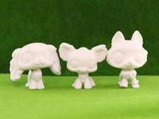 3Pcs Custom LPS Toy White Bases Dog Husky Charles Spaniel Chihuahua Figure Model
