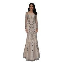 Handmake Beaded champagne Wedding Prom Dress Pageant Gown Size 6-14 In Stock