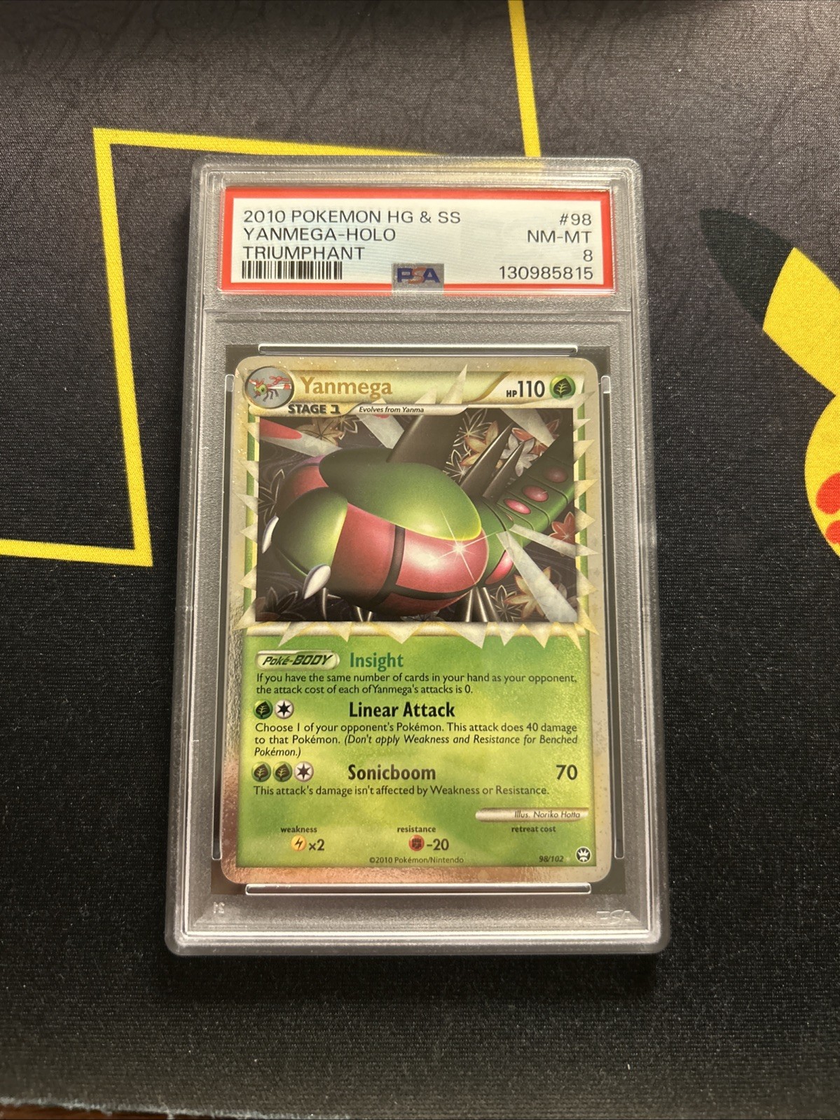 PSA 8 Yanmega 98/102 Prime -Graded Pokemon Card- HGSS Triumphant (4s)