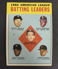 1962 TOPPS AL BATTING LEADERS Baseball Card #2 MICKEY MANTLE *READ... / DHC11